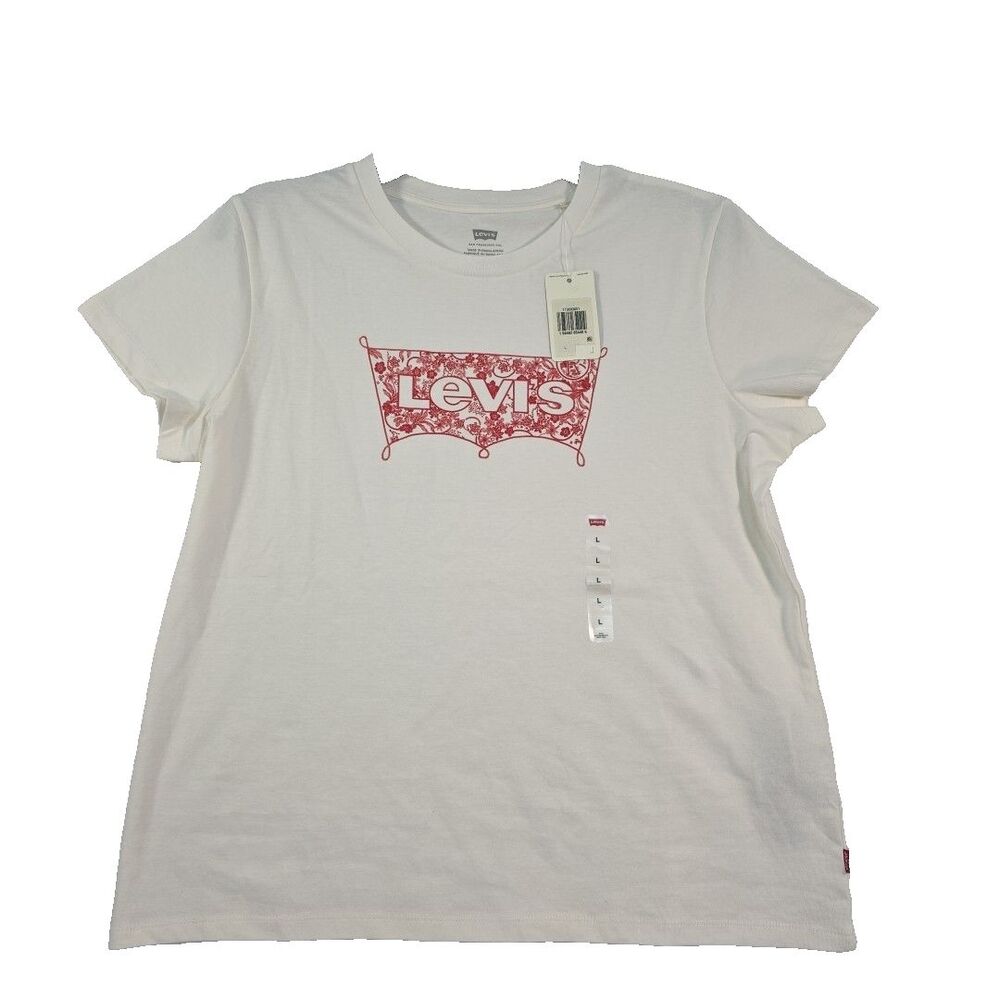 Levi's Perfect Tee Standard Fit T-Shirt Women's Size L Floral Spellout Target